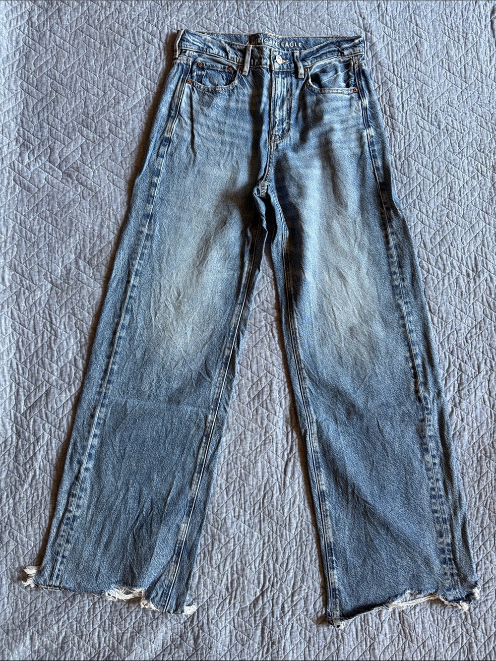 American Eagle Outfitters High-Rise Wide Leg Light Blue Jeans